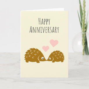 Happy Jubileum- Schattigee Hedgehog Couple Kaart