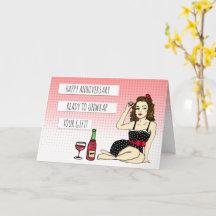 Happy Jubileum, Sexy Flirty Retro Lady in Bow