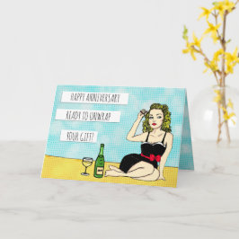 Happy Jubileum, Sexy Flirty Retro Lady in Bow Kaart