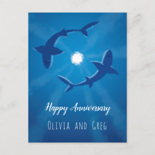 Happy Jubileum Sharks Couple Silver Moon Card Briefkaart