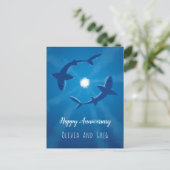 Happy Jubileum Sharks Couple Silver Moon Card Briefkaart (Staand voorkant)