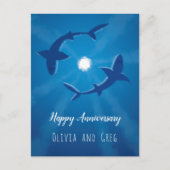 Happy Jubileum Sharks Couple Silver Moon Card Briefkaart (Voorkant)