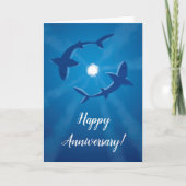 Happy Jubileum Sharks Couple Silver Moon Card Kaart (Voorkant)