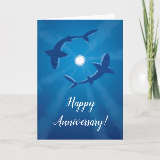 Happy Jubileum Sharks Couple Silver Moon Card Kaart (Voorkant)