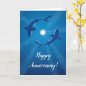 Happy Jubileum Sharks Couple Silver Moon Card Kaart (Gele Bloem)
