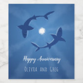 Happy Jubileum Sharks Couple Silver Moon Wijn Etiket (Enkel label)