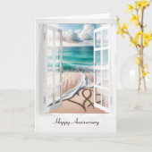 Happy Jubileum Strandharten in het raam Kaart (Gele Bloem)