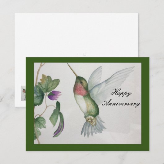 Happy Jubileum Stylish Sweet Hummingbird Briefkaart (Voorkant / Achterkant)