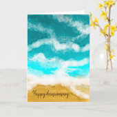 Happy Jubileum Turquoise Ocean Waves Coastal Kaart (Gele Bloem)