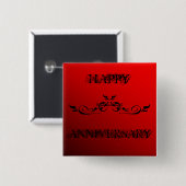 Happy Jubileum Twee Tone Rood Vierkante Button 5,1 Cm (Voorkant /achterkant)