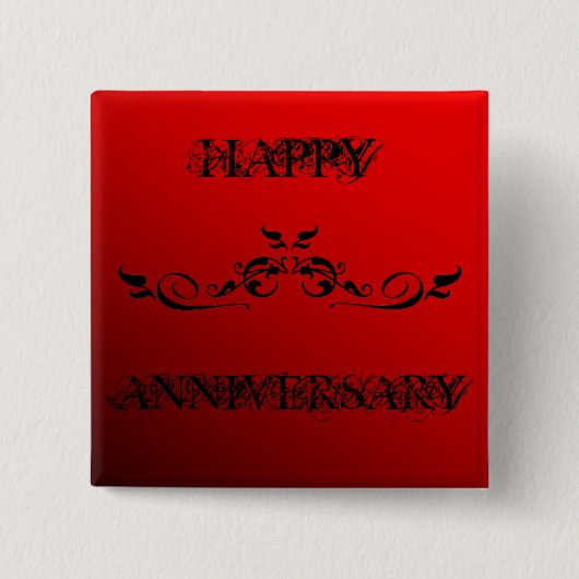 Happy Jubileum Twee Tone Rood Vierkante Button 5,1 Cm (Voorkant)