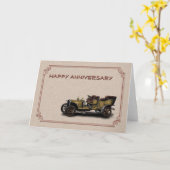 Happy Jubileum Vintage Car Kaart (Gele Bloem)