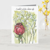 Happy Jubileum Vrouw Red Rose Baby's Breath Kaart (Gele Bloem)