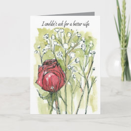 Happy Jubileum Vrouw Red Rose Baby's Breath Kaart