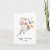 Happy Jubileum w Spring Flowers Jubileum Kaart (Voorkant)