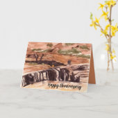 Happy Jubileum Wandelen Mountain Desert Landscape Kaart (Gele Bloem)