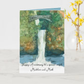 Happy Jubileum Waterfall Bridge gepersonaliseerd Kaart (Gele Bloem)