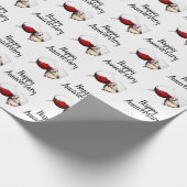 Happy Jubileum Wine Toast White Cadeaupapier (Hoek)