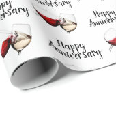 Happy Jubileum Wine Toast White Cadeaupapier (Rol Hoek)