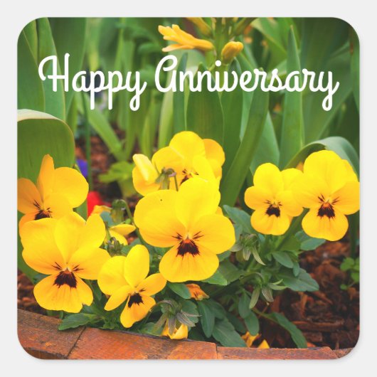 Happy Jubileum Yellow Pansy #1 Sticker (Voorkant)