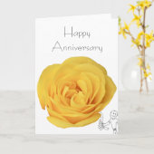 Happy Jubileum Yellow Rose Kaart (Gele Bloem)