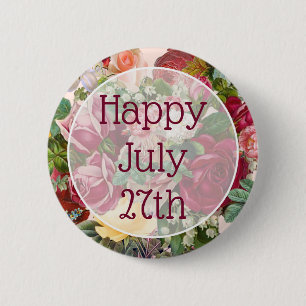Happy Juli 27th Floral  Happy Message Button
