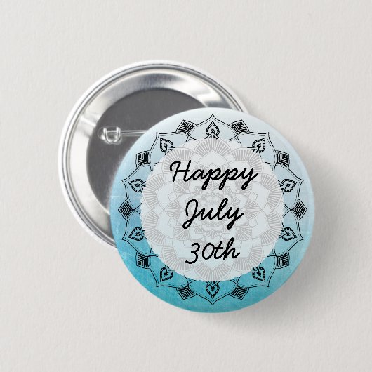 Happy Juli 30th Blue Mandela Message Button (Voorkant /achterkant)
