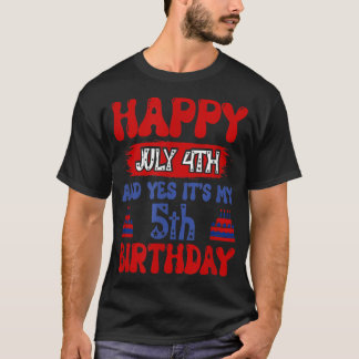 Happy Juli 4 en ja zijn 5de verjaardag T-shirt