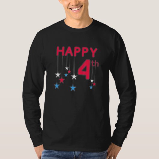 Happy Juli 4 Vierde Juli Stars Verenigde Staten Am T-shirt (Voorkant)