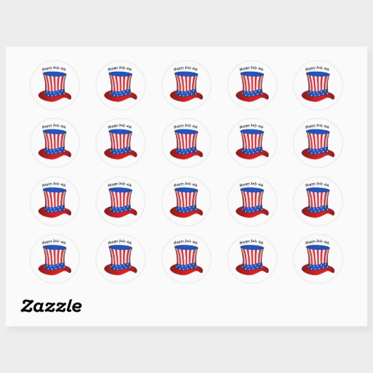 Happy Juli 4e Amerikaanse vlag pet Ronde Sticker (Vel)