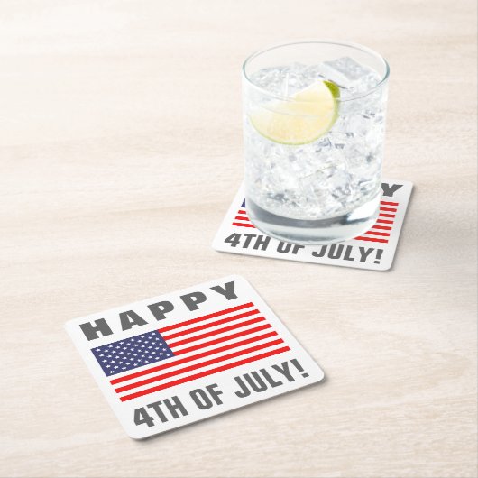 Happy Juli 4e Amerikaanse vlagpapier drink onderze Kartonnen Onderzetters (Insitu)