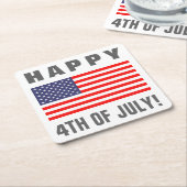 Happy Juli 4e Amerikaanse vlagpapier drink onderze Kartonnen Onderzetters (Schuin)