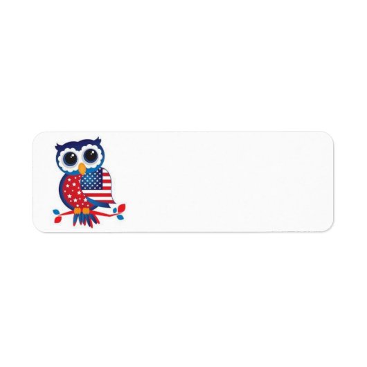 Happy Juli 4th owl het Etiket van het Adres (Voorkant)