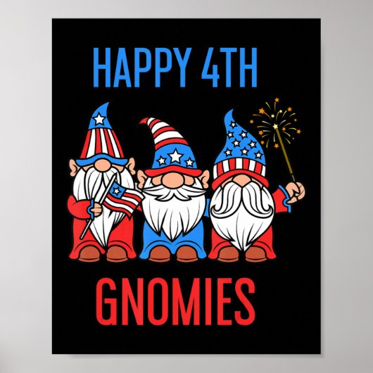 Happy Julth 4th Gnomies Patriotic Pride Gnomes USA Poster (Voorkant)