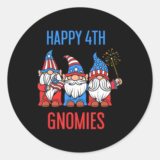 Happy Julth 4th Gnomies Patriotic Pride Gnomes USA Ronde Sticker (Voorkant)