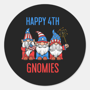 Happy Julth 4th Gnomies Patriotic Pride Gnomes USA Ronde Sticker