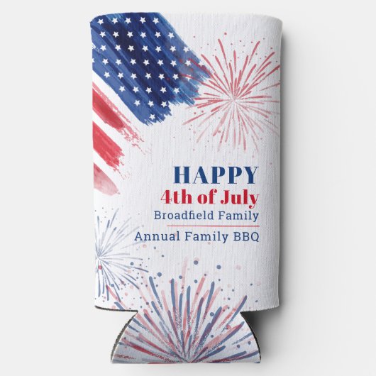 Happy Julth 4th Independence Day USA Family BBQ Seltzer Blikjeskoeler (Achterkant)