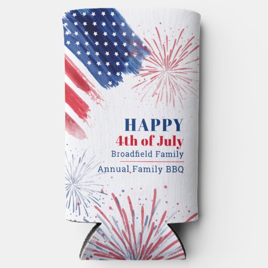 Happy Julth 4th Independence Day USA Family BBQ Seltzer Blikjeskoeler (Voorkant)