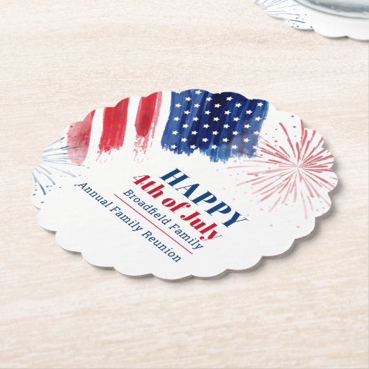 Happy Julth 4th Independence Day USA Family Reunio Kartonnen Onderzetters (Gekanteld)