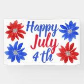 Happy Julth 4th Red White Blue Glitter Banner (Horizontaal)