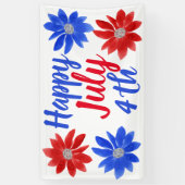 Happy Julth 4th Red White Blue Glitter Banner (Verticaal)