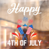 Happy July 4th Independence Day USA Vlag Vuurwerk Raamsticker (Vel 2)