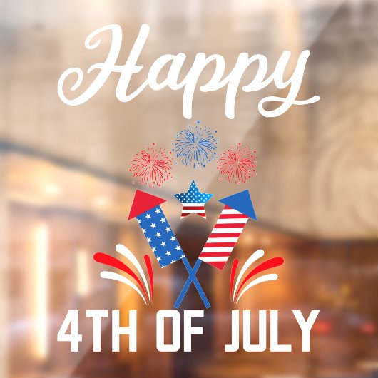 Happy July 4th Independence Day USA Vlag Vuurwerk Raamsticker (Vel 2)