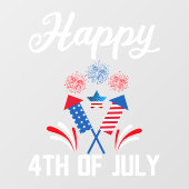 Happy July 4th Independence Day USA Vlag Vuurwerk Raamsticker (Vel)