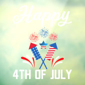 Happy July 4th Independence Day USA Vlag Vuurwerk Raamsticker (Vel 3)