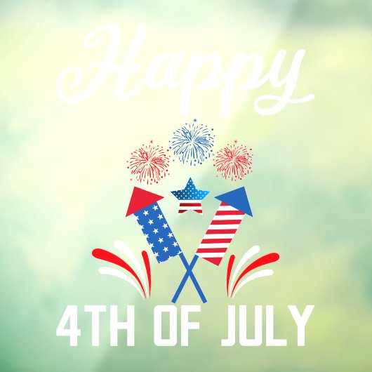 Happy July 4th Independence Day USA Vlag Vuurwerk Raamsticker (Vel 3)