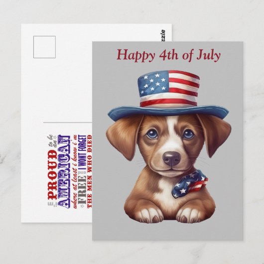Happy July 4th postcard Briefkaart (Voorkant / Achterkant)