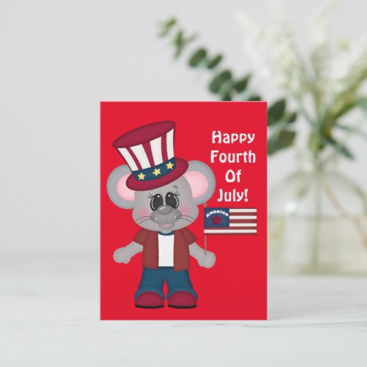 Happy July Vierde Muis briefkaart (Staand voorkant)
