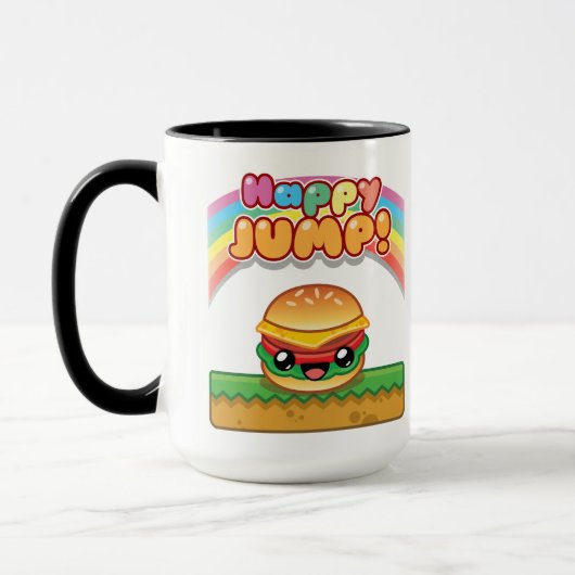 Happy Jump Burger Titel Stijl Mok (Links)