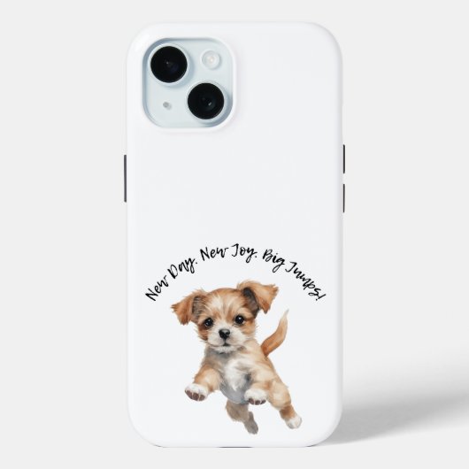 Happy Jumping Dog Art - New Day Positieve Gift Case-Mate iPhone Case (Achterkant)